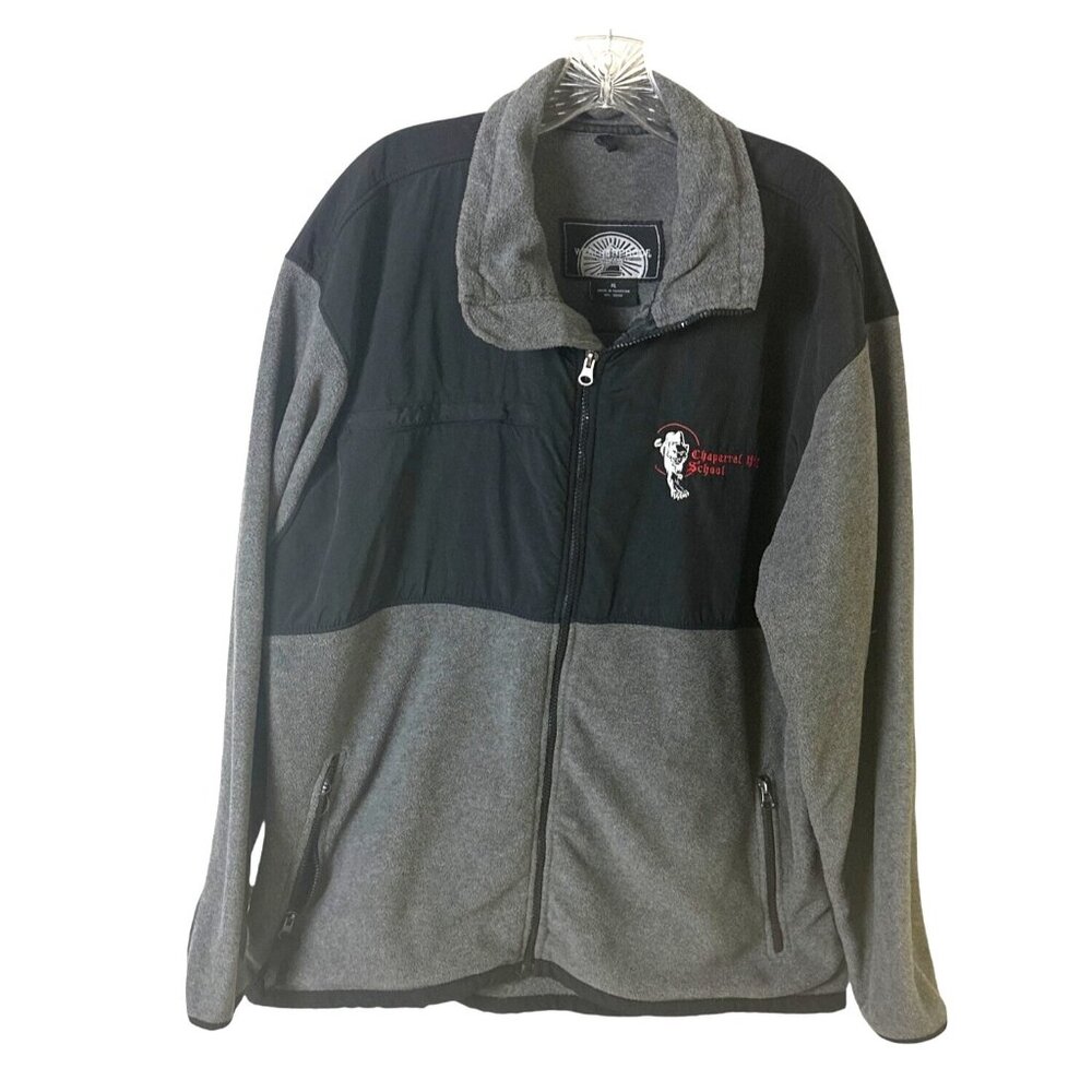 Weatherproof Size XL Grey & Black Fleece Zip-Up Jacket  Embroidered Logo